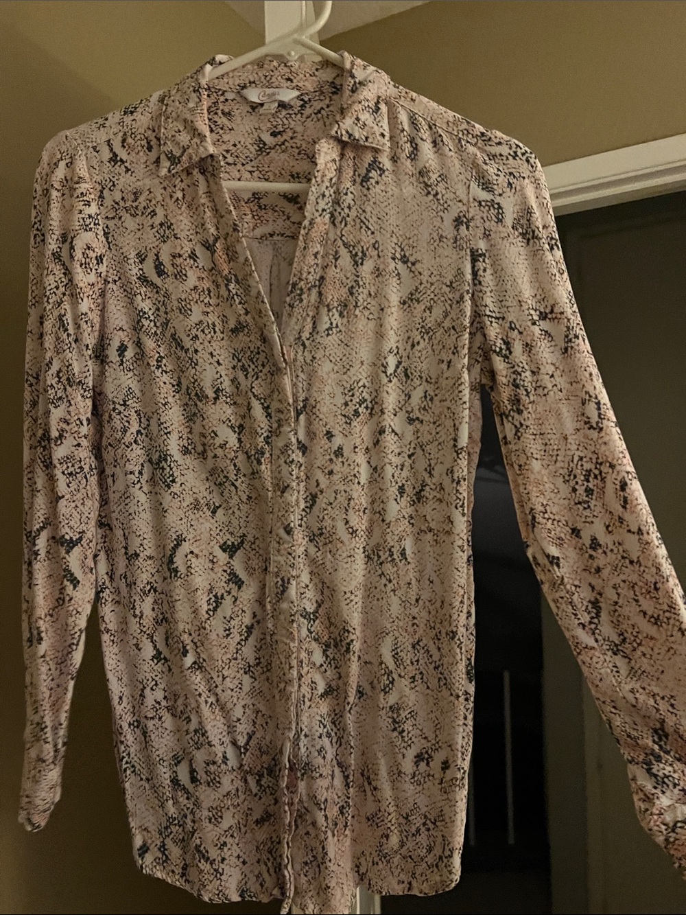 Candie’s Snake-Print Button-Down Blouse